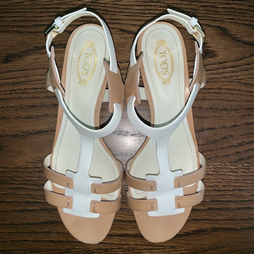 Tod’s white & nude gladiator sandals size8